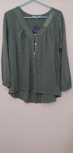 New Lucky Brand Top Blouse 100% Cotton button down Size M NWT - Picture 1 of 14
