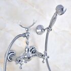Chrome Wall Mounted Shower Set Hand Shower Bathroom Double Handle shower faucet