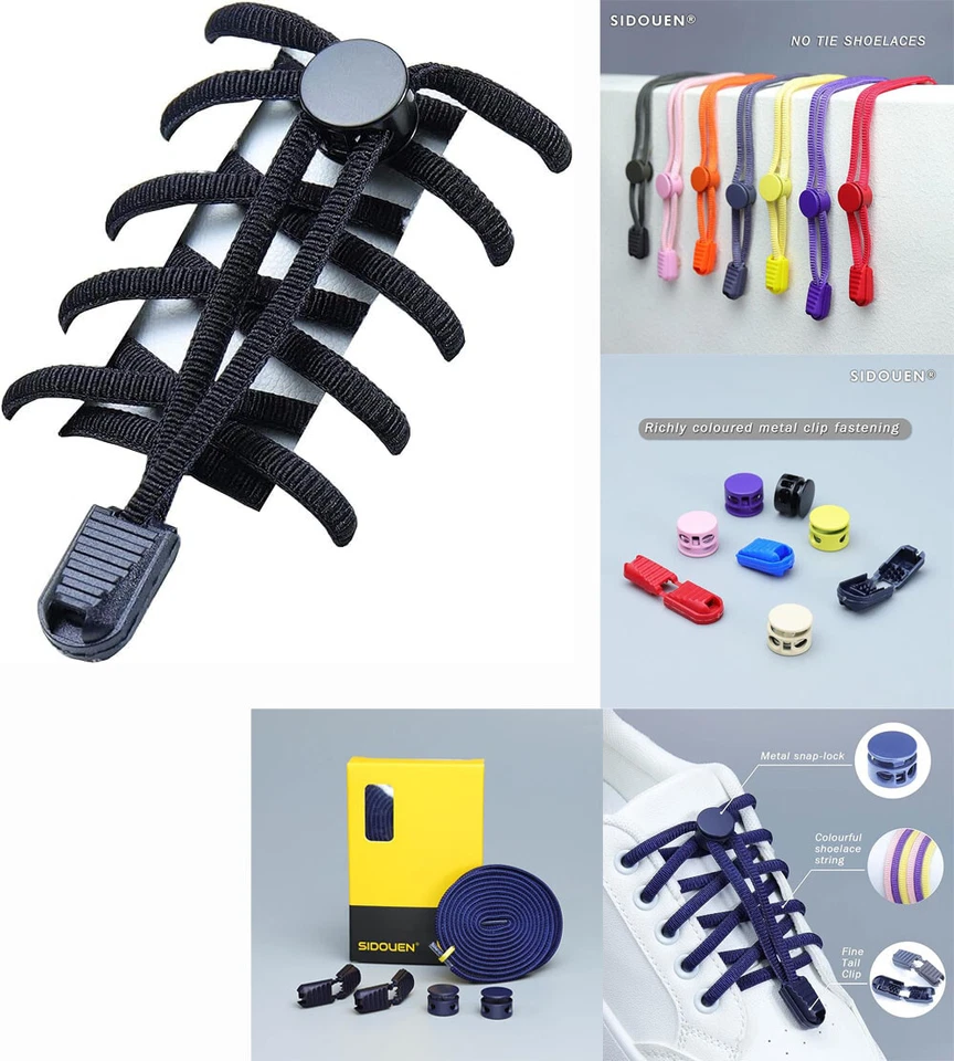 Lacci per scarpe senza cravatta elastici chiusura rotonda adulti allenatori sportivi corsa triathlon - Immagine 1 di 1