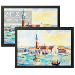 Picture Frame with Plexiglass for Puzzle Poster Artwork 2 Pack Black 4-Sizes - Picture 1 of 12