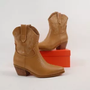 Bestickte Cowboystiefel klassisch klobig gestapelter Absatz Westernstiefel 7,5 braun - Bild 1 von 10