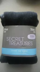 Secret Treasures 2-Pair Pack Control Top Tights ST70K Black/Char, Size 2 or 3 - Picture 1 of 10
