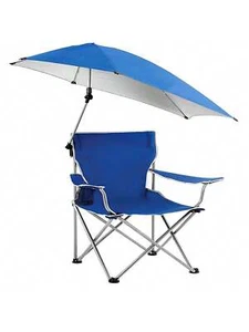 Foldable Beach Chair With Detachable Umbrella Armrest Adjustable Canopy Stool - Picture 1 of 19