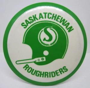 Vintage Pinback Pin Button Canadian CFL Football Saskatchewan Roughriders 3.5in - Picture 1 of 2