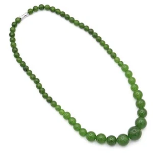 Vintage grüne Jade abgestuft Perlen Strang Halskette 37,3 Gramm 17" 6 - 13,5 mm - Bild 1 von 5