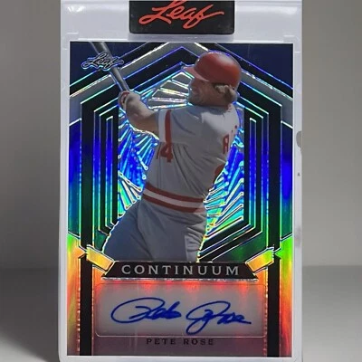 💥PETE ROSE AUTO 2023💥LEAF METAL CONTINUUM AUTO💥HIT KING💥SP LE #67/198 - Image 1 of 2