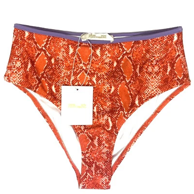 DIANE VON FURSTENBERG DVF Odette Bikini Swim Bottom Python Red (MSRP $148) - Image 1 of 3