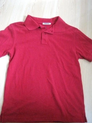 Sz M 10-12 Boys NAUTICA POLO SHIRT Dark Red Pique Knit Button Neck EUC - Image 1 of 4