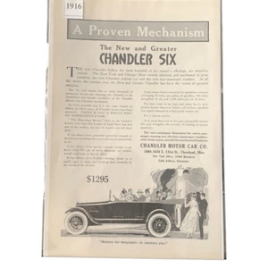 Vintage 1916 Chandler Six Proven Mechanism Ad Advertisement - Picture 1 of 4