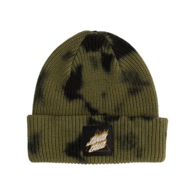Santa Cruz FLAMED NOT A DOT Long Shoreman Skateboard Beanie OLIVE WASH - Image 1 of 2