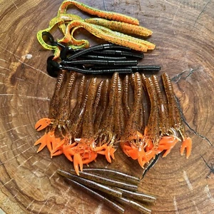 32 Count Bass Fishing Worms Crawdads  - Picture 1 of 7