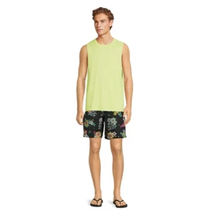 No Boundaries Men's Elastic Waist Swim Trunks, 7" Inseam, Floral, Large (36-38) - Picture 1 of 5
