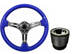 Volante TS AZUL CROMADO + Kit Boss para PROTON 018 - Imagen 1 de 5