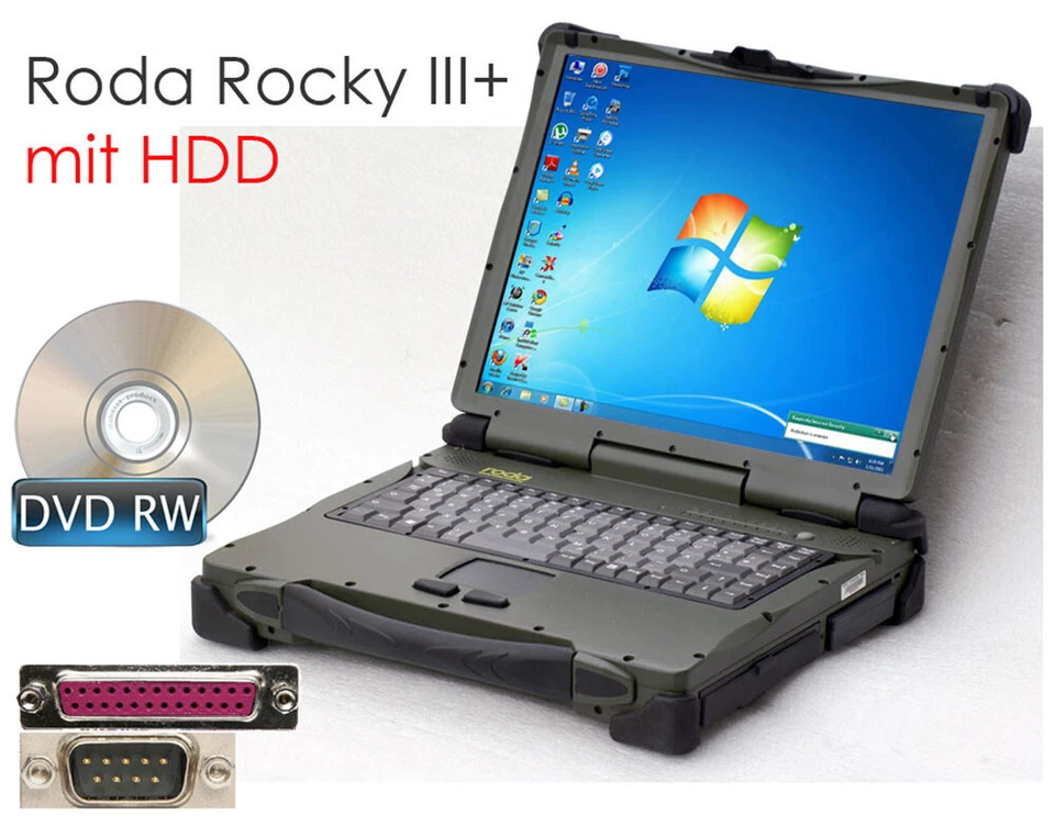 RODA ROCKY III+ NOTEBOOK 4GB 120GB SSD BRENNER RS-232 LPT PARALLEL WINDOWS 7 RO6 - Bild 1 von 4