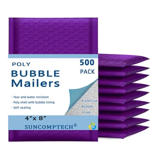 #000 4x8 (4x7) Poly Bubble Padded Envelopes Mailers Shipping Bag Purple 500 PCS - Picture 1 of 5
