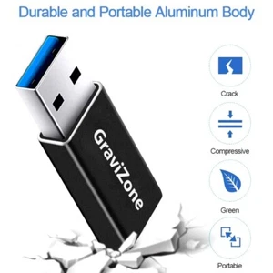 GraviZone USB Ladeadapter Stecker USB C OTG Konverter USB A auf USB C Buchse 3.1 - Bild 1 von 17
