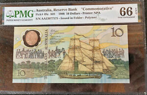 1988 AUSTRALIA $10 BANKNOTE  BICENTENNIAL  PMG 66 EPQ