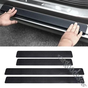 Carbon Fiber Car Door Plate Sill Scuff Cover Anti Scratch Sticker Protector 4pcs - Foto 1 di 9