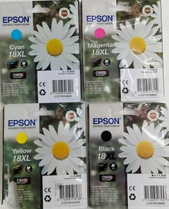 Epson Multipack (4) 18XL Original - Black Cyan Yellow and Magenta OVP 18 Genuine - Afbeelding 1 van 15