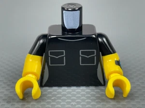 LEGO Donna Minifigure Torso Camicia Nera Bluastro Grigio Scuro Collare Tasche - Foto 1 di 9