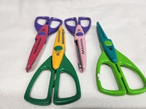 Provo Craft 7" Scrapbooking Scissors Gently Used Decorative Edge Shapes Lot Of 4 - Picture 1 of 2