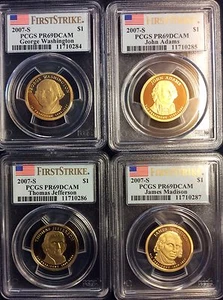 2007 PRESIDENTIAL $1 COIN PROOF SET PCGS PR69 DCAM FIRST STRIKE - Picture 1 of 6