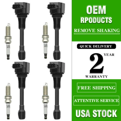 4X Bobina de encendido + 4X Kit de bujías para Nissan Sentra L4 1.8L 2.0L 2.5L UF549 Foto 1 de 4