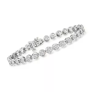 3.00 ct. t.w. Bezel-Set Diamond Tennis Bracelet in Sterling Silver. 7 inches - Picture 1 of 4