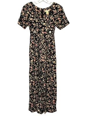 复古 Express Compagnie Internationale 花卉连身裤 宽腿 Cottagecore 90 年代 — 第 1/4 张图片