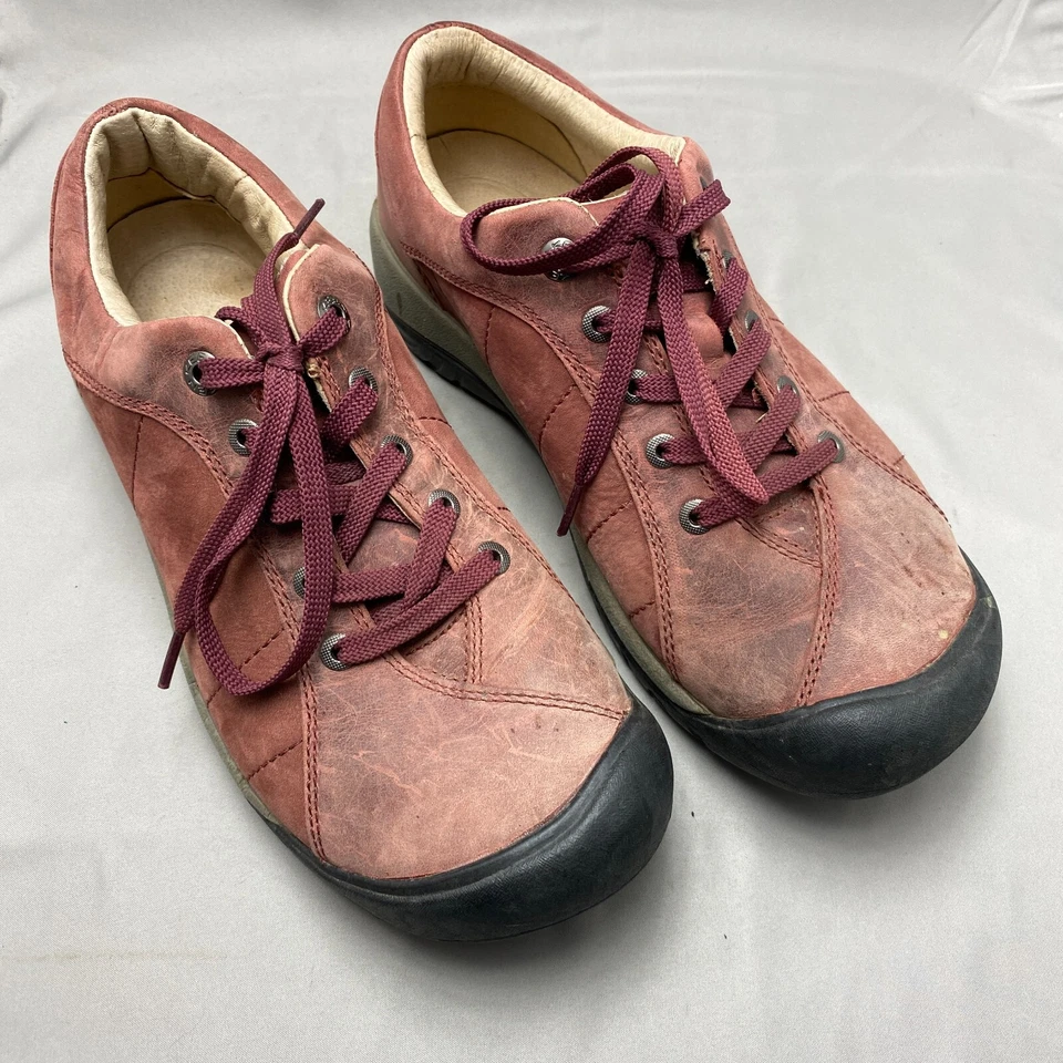 Tenis de senderismo Keen para mujer 10 Presidio rojo granate cuero punta redonda Oxford Foto 1 de 4