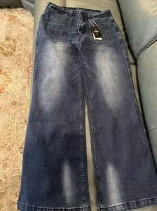 Flamingals Women's Pocket Detail Wide Leg Jeans Low Waist Vintage Pants Size L - Picture 1 of 4