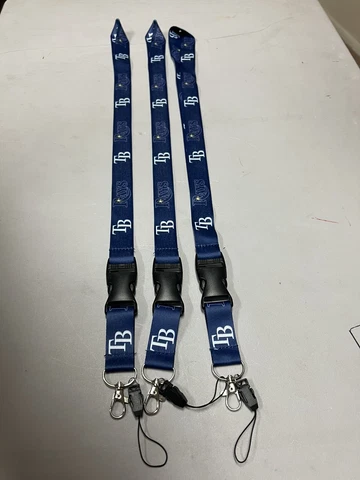 Tampa Bay Rays Baseball MLB Lot Of 3 Lanyard Key Ring Keychain Safety Clip Cover