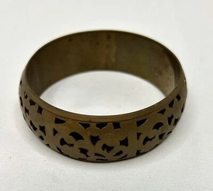 Vintage Bronze Open Work Filigree Bangle Bracelet Metal - Imagen 1 de 10