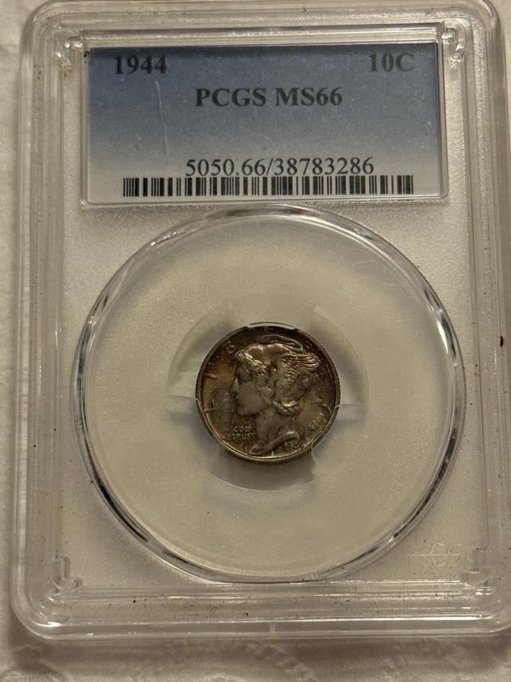 1944 Mercury Dime PCGS MS66 Toned Reverse Brilliant Luster Eye Appeal - Image 1 of 4