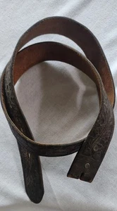 Men's Vtg Grunge Brown Acorn Hand-Tooled Leather Western Belt 36 -38" NO BUCKLE - Picture 1 of 18