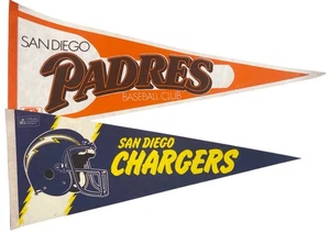 Vintage San Diego Pennants Padres Chargers MLB NFL 30” - Picture 1 of 11