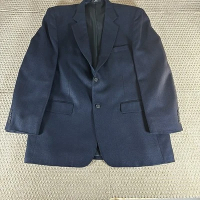 Abrigo Chaqueta Blazer Haggar Etiqueta Negra Para Hombre Talla 44L Negro/Azul Marino 2 Botones 100% Seda Foto 1 de 4