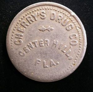 RARO gettone Florida - Cherry's Drug Co., bevanda 5 ¢, Center Hill, Fla. - Foto 1 di 2