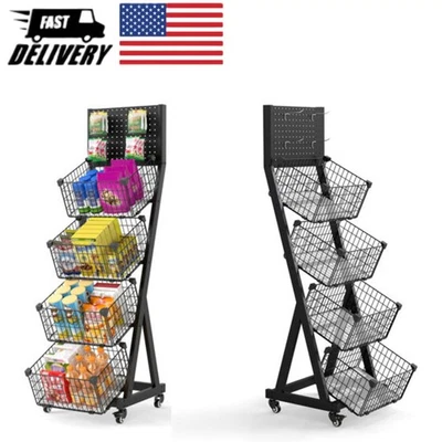 Supermaket Snack Rack Display Stand Moveable Shelf 4 Tier - Image 1 of 4