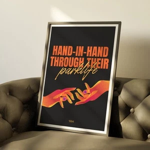 Parklife - Hand In Hand Retro Poster: Britpop Lyric-Inspired Wall Art, Music - Picture 1 of 9