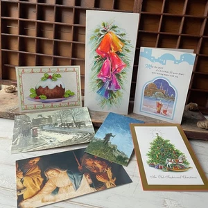 7 Vintage 70er 80er Weihnachtskarten traditionelle Weihnachtsgrüße unbenutzt - Bild 1 von 18
