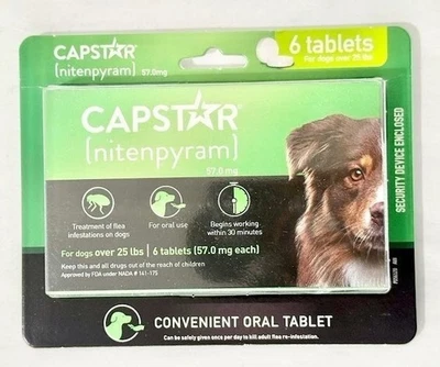 Capstar Nitenpyram 6 dosis para perros (más de 25 libras) - Exp. 01/2027 Foto 1 de 2