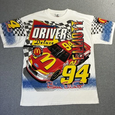 NASCAR Racing 1995 Bill Elliott McDonald’s #94 Ford Thunderbird  Shirt AOP USA - Image 1 of 4