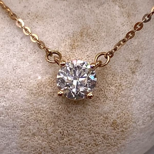 Natural Diamond Pendant Necklace 0.50cts Solitaire 18K Rose Gold UK Hallmarked - Picture 1 of 12