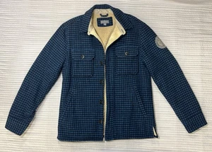 LL Bean Signature Wolle Sherpa gefütterte Jacke schmale Passform blau kariert Herren Gr. Small - Bild 1 von 11