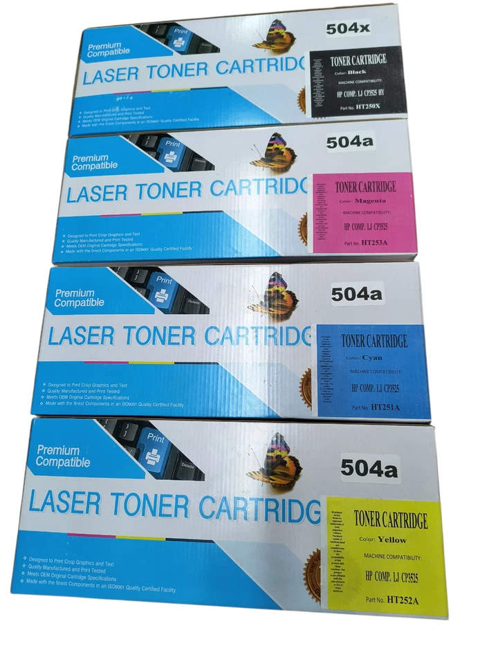 Juego completo de cartuchos de tóner HP de repuesto 504a, 504x, magenta, cian, amarillo, negro Foto 1 de 1