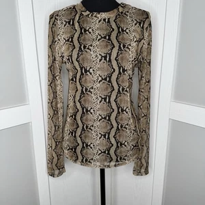 Top a maniche lunghe Y2K Madrag pelle di serpente stampa animalier made in USA taglia 1X adatto a L - Foto 1 di 6