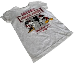 Disney Girls Minnie Mouse & Mickey Mouse Walt Disney Studios White Shirt Size XS - Picture 1 of 3