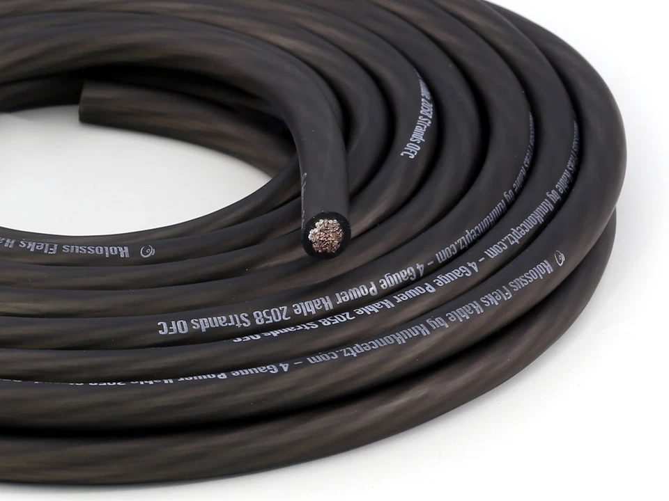 KnuKonceptz Kolossus Ultra Flex Battery Ground Wire 4 Gauge Black Cable OFC 20Ft - Image 1 of 1