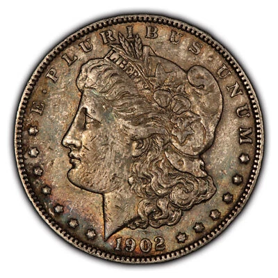 1902 $1 Morgan Silver Dollar - Obverse Rainbow Toning - AU Semi Key Date - D3891 - Image 1 of 4